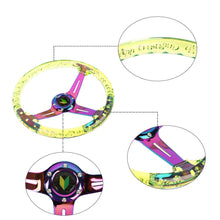 Load image into Gallery viewer, Brand New Universal JDM Beginner Leaf 6-Hole 350mm Deep Dish Vip Yellow Crystal Bubble Neo Spoke STEERING WHEEL