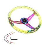 Brand New Universal Jdm TRD 6-Hole 350mm Deep Dish Vip Yellow Crystal Bubble Neo Spoke STEERING WHEEL