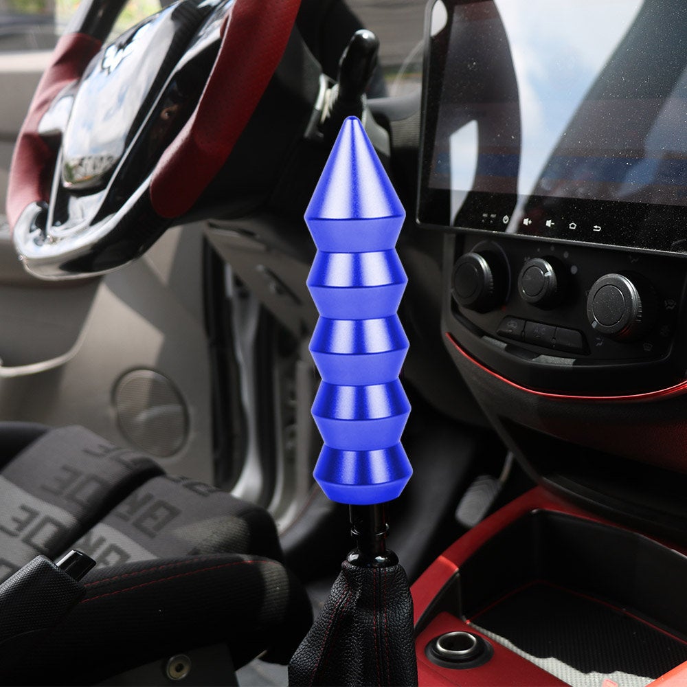 Brand New Universal V3 Bamboo Spike Aluminum Blue Manual Transmission Gear Stick Shift Knob Lever Shifter M8 M10 M12