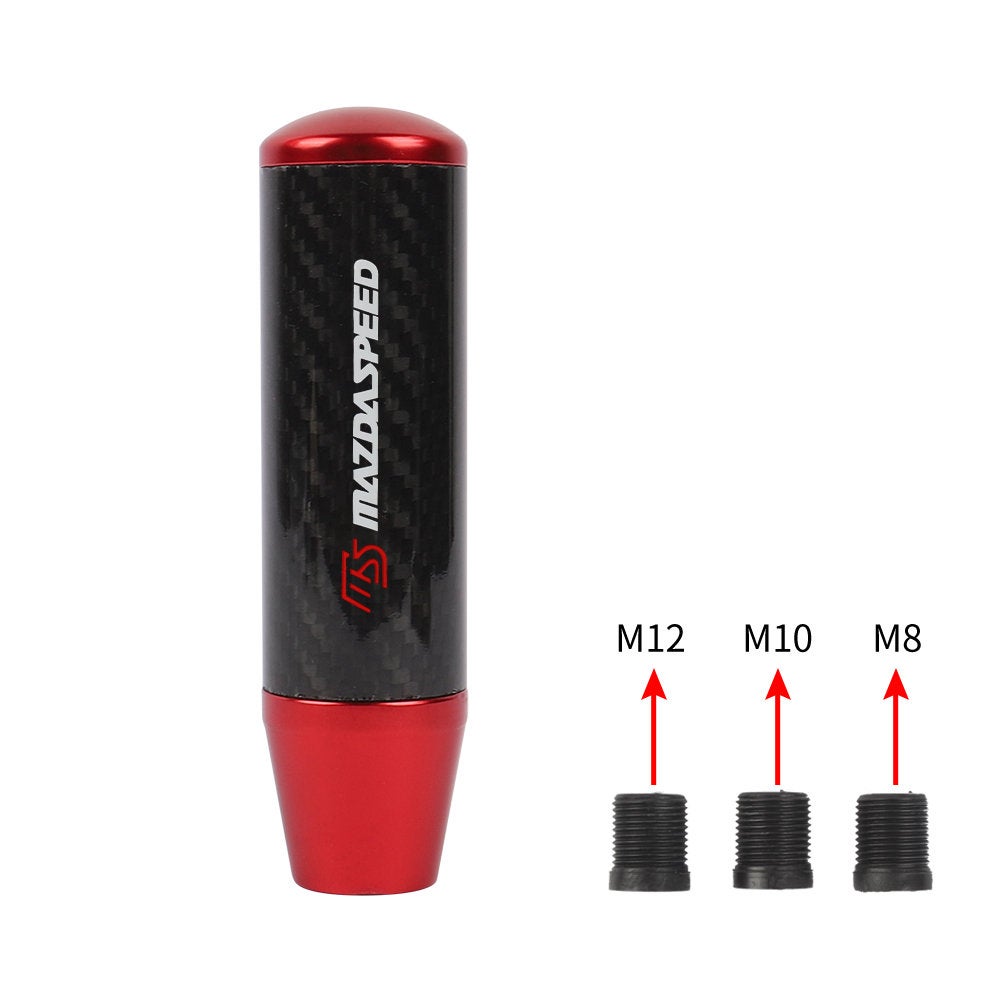 Brand New 13CM Mazdaspeed Universal Red Carbon Fiber Manual Gear Stick Shift Knob Lever Shifter M8 M10 M12