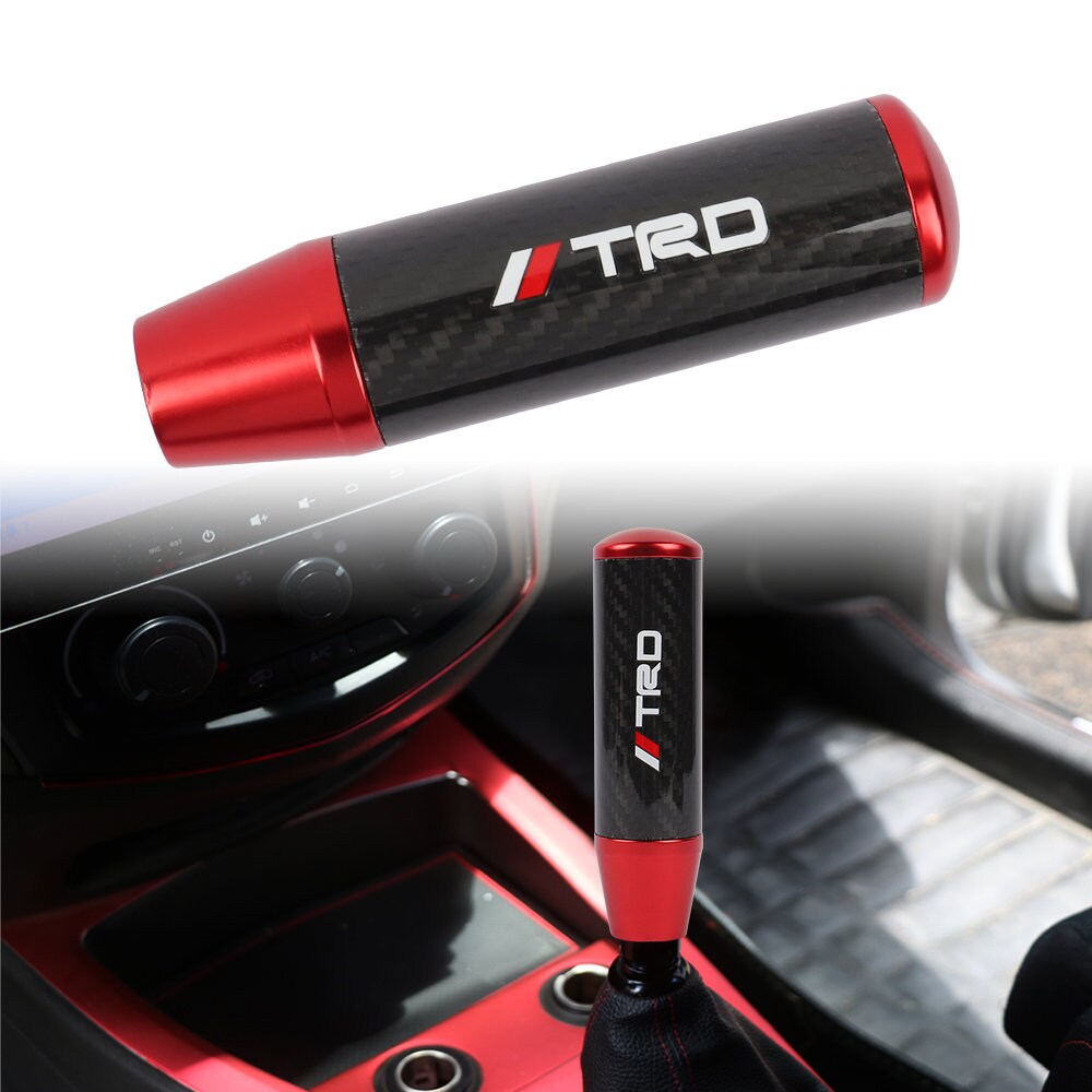 Brand New 13CM TRD Universal Red Carbon Fiber Manual Gear Stick Shift Knob Lever Shifter M8 M10 M12