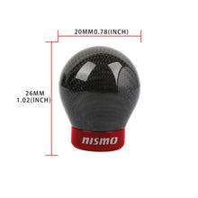 Load image into Gallery viewer, Brand New Nismo Universal Real Carbon Fiber Round Ball Manual Car Racing Gear Shift Knob Shifter M12 M10 M8
