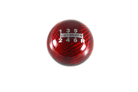 Brand New Mugen 6 Speed Red Universal Real Carbon Fiber Round Ball Manual Car Racing Gear Shift Knob Shifter M12 M10 M8