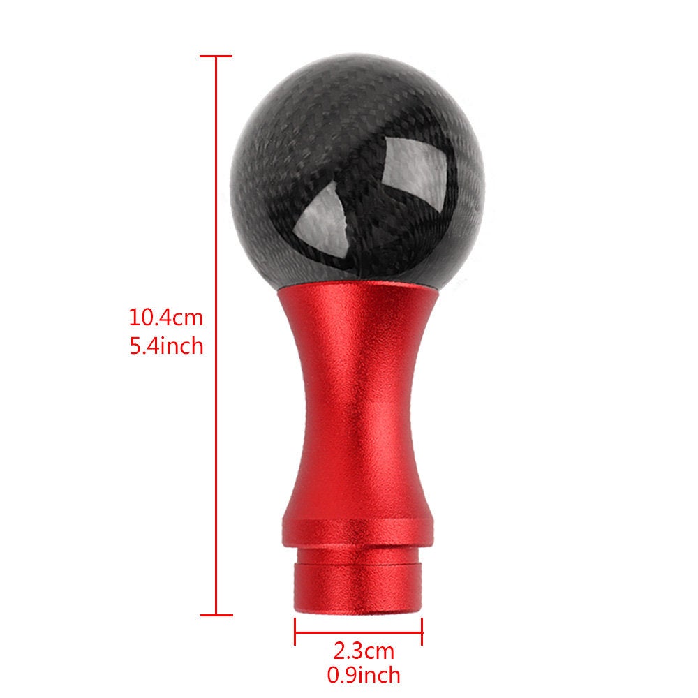 Brand New Universal JDM Black/Red Carbon Fiber Ball Shift Knob Manual Gear Shifter Lever Knob