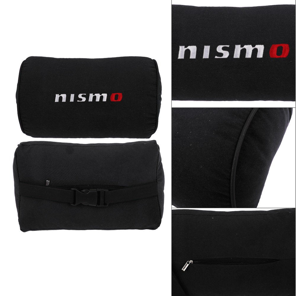 Brand New 1PCS JDM Nismo Black Fabric Material Car Neck Headrest Pillow Fabric Racing Seat