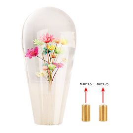 Brand New Universal JDM Clear Crystal Real Flowers Head Manual Car Gear Shift Knob shifter M8 M10 M12