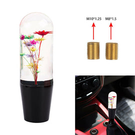 Brand New 1PCS Universal JDM Clear Crystal Real Flowers Manual Car Black Base Racing Stick Shift Knob M8 M10 M12