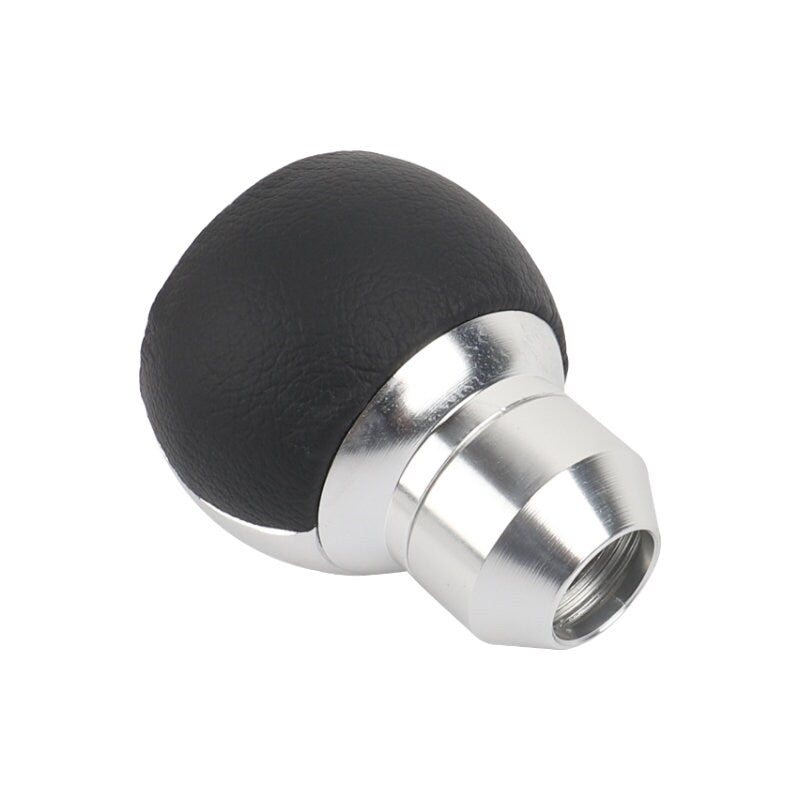Brand New 5 Speed Leather Round Ball Shape Universal Car Gear Shift Knob Shifter Lever Silver M8 M10 M12