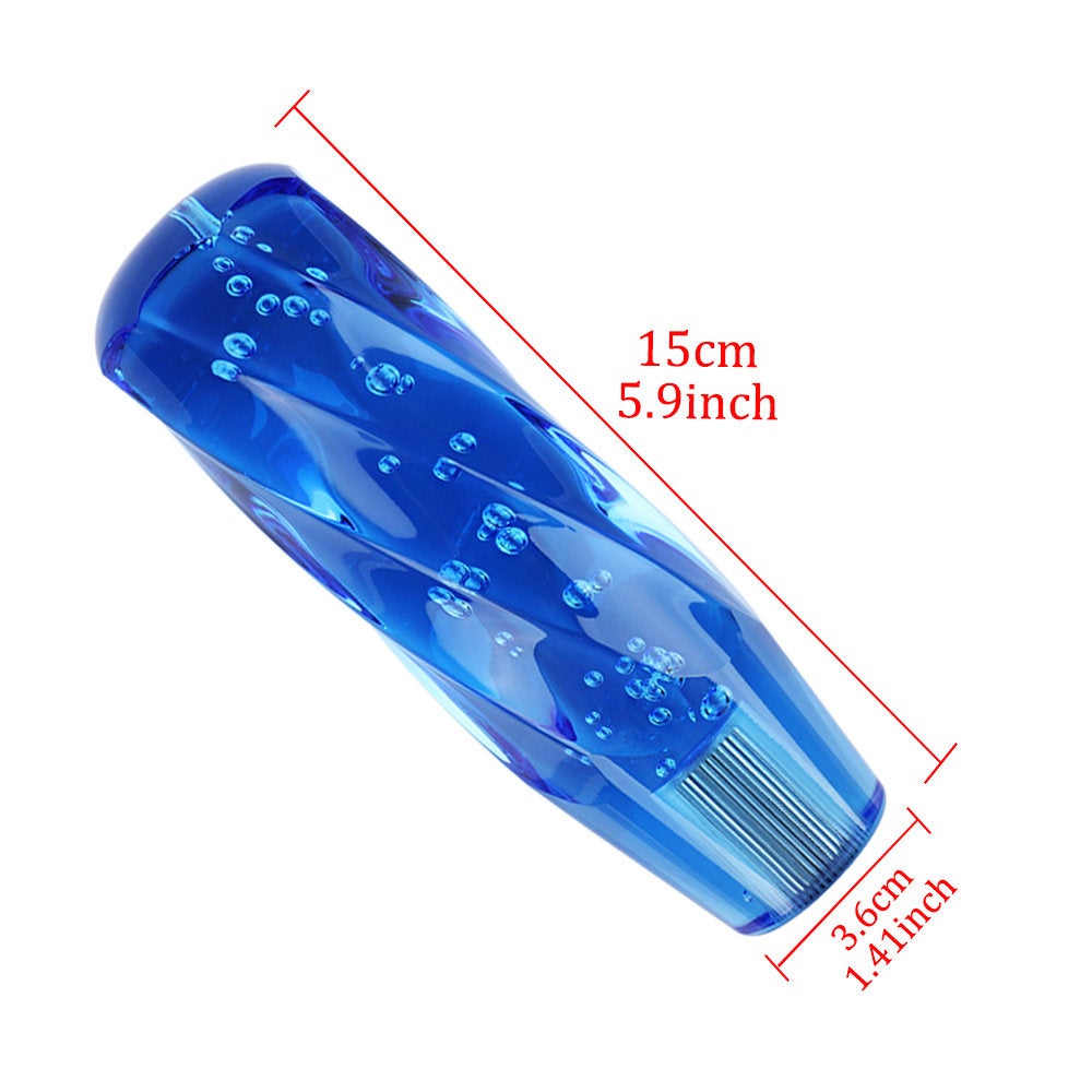 Brand New Universal VIP 150mm Transparent Manual Blue Twist Crystal Bubble Racing Gear Shift Knob M8 M10 M12