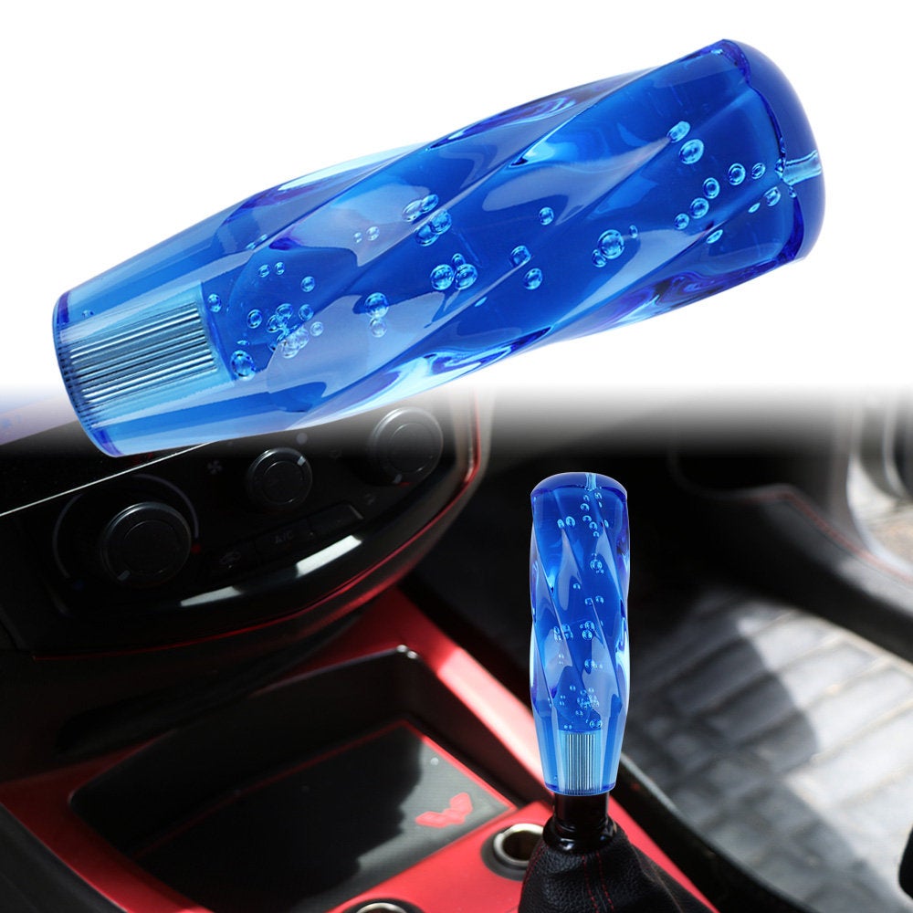Brand New Universal VIP 150mm Transparent Manual Blue Twist Crystal Bubble Racing Gear Shift Knob M8 M10 M12