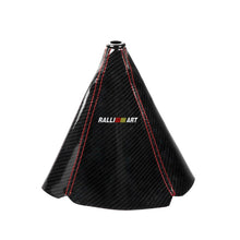 Load image into Gallery viewer, Brand New Universal Ralliart Carbon Fiber Leather PVC Style Black Stitch Leather Gear Manual Shifter Shift Knob Boot