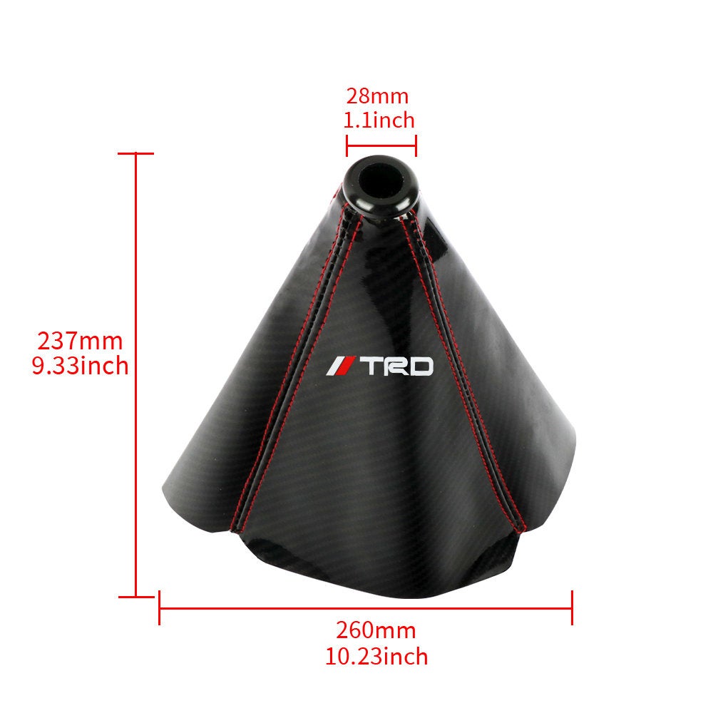 Brand New Universal TRD Carbon Fiber Leather PVC Style Black Stitch Leather Gear Manual Shifter Shift Knob Boot