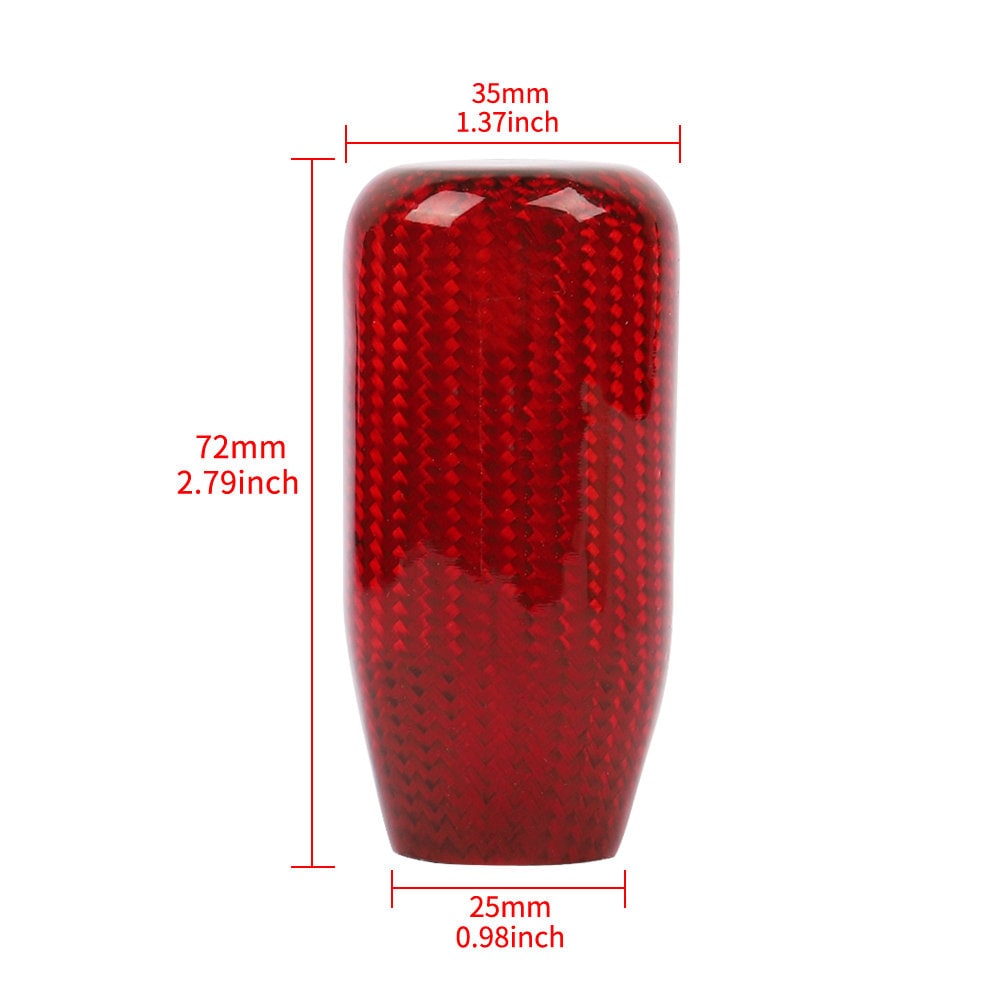 Brand New Universal V5 Red Real Carbon Fiber Car Gear Stick Shift Knob For MT Manual M12 M10 M8