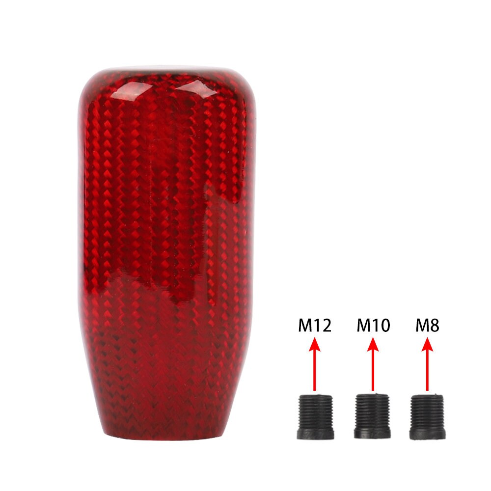 Brand New Universal V5 Red Real Carbon Fiber Car Gear Stick Shift Knob For MT Manual M12 M10 M8