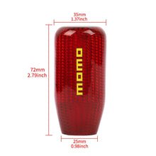 Load image into Gallery viewer, Brand New Universal V5 Momo Red Real Carbon Fiber Car Gear Stick Shift Knob For MT Manual M12 M10 M8