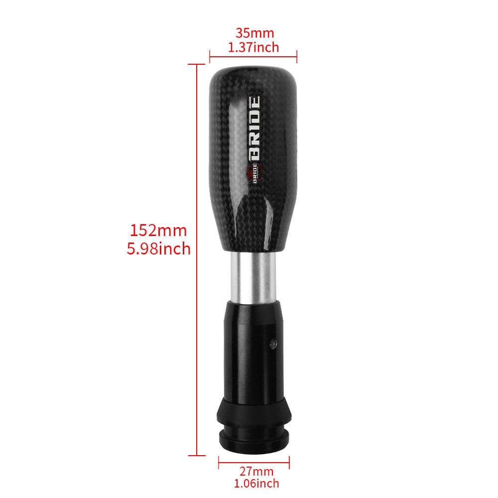 Brand New Universal Bride Black Real Carbon Fiber Automatic Gear Shift Knob Shifter Lever
