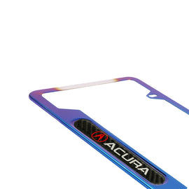 Brand New Universal 1PCS Acura Titanium Burnt Blue Metal License Plate Frame