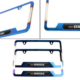 Brand New Universal 2PCS Bride Titanium Burnt Blue Metal License Plate Frame