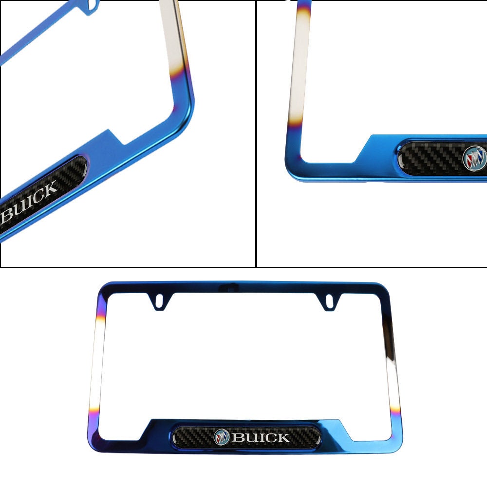 Brand New Universal 1PCS Buick Titanium Burnt Blue Metal License Plate Frame