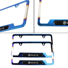 Brand New Universal 2PCS Buick Titanium Burnt Blue Metal License Plate Frame