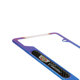 Brand New Universal 1PCS Cadillac Titanium Burnt Blue Metal License Plate Frame