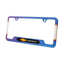 Load image into Gallery viewer, Brand New Universal 2PCS Chevrolet Titanium Burnt Blue Metal License Plate Frame