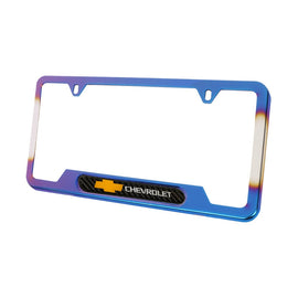 Brand New Universal 2PCS Chevrolet Titanium Burnt Blue Metal License Plate Frame