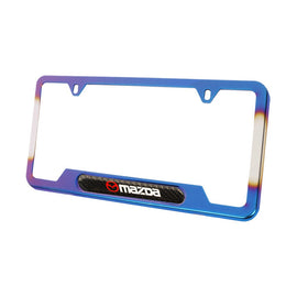 Brand New Universal 1PCS Mazda Titanium Burnt Blue Metal License Plate Frame