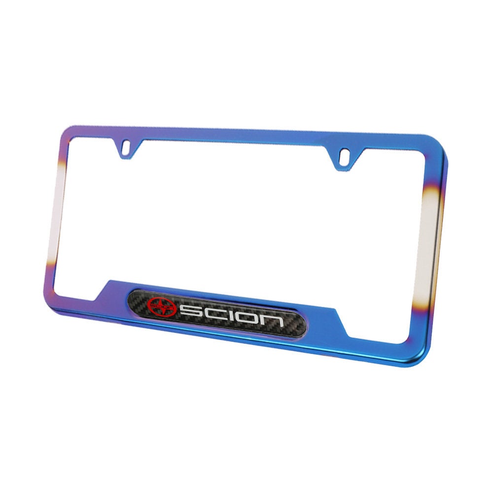 Brand New Universal 1PCS Scion Titanium Burnt Blue Metal License Plate Frame