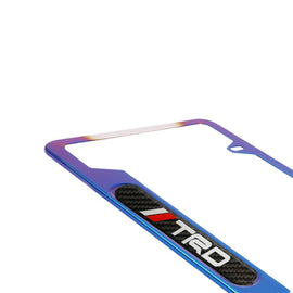 Brand New Universal 1PCS TRD Titanium Burnt Blue Metal License Plate Frame