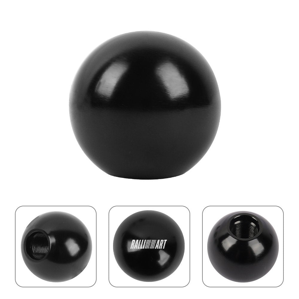Brand New Universal Ralliart Black Aluminum Round Ball Shift Knob Manual Car Racing Gear Shifter M8 M10 M12