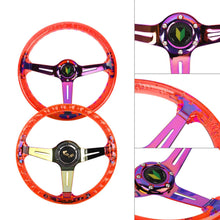Load image into Gallery viewer, Brand New Universal JDM Beginner Leaf 6-Hole 350mm Deep Dish Vip Red Crystal Bubble Neo Spoke STEERING WHEEL