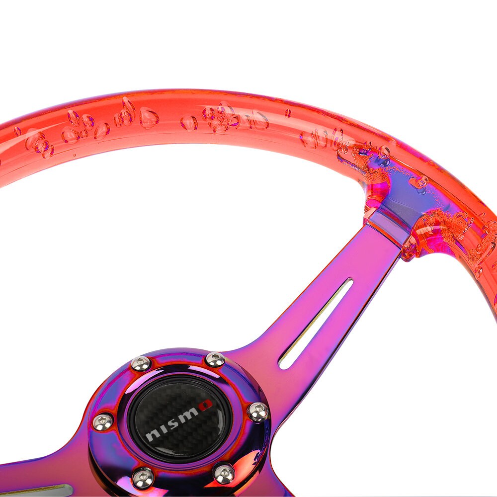 Brand New Universal JDM Nismo 6-Hole 350mm Deep Dish Vip Red Crystal Bubble Neo Spoke STEERING WHEEL