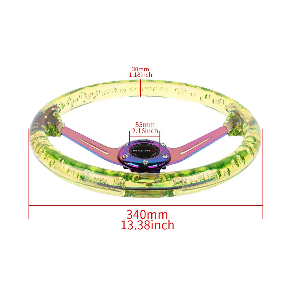 Brand New Universal JDM Nismo 6-Hole 350mm Deep Dish Vip Yellow Crystal Bubble Neo Spoke STEERING WHEEL