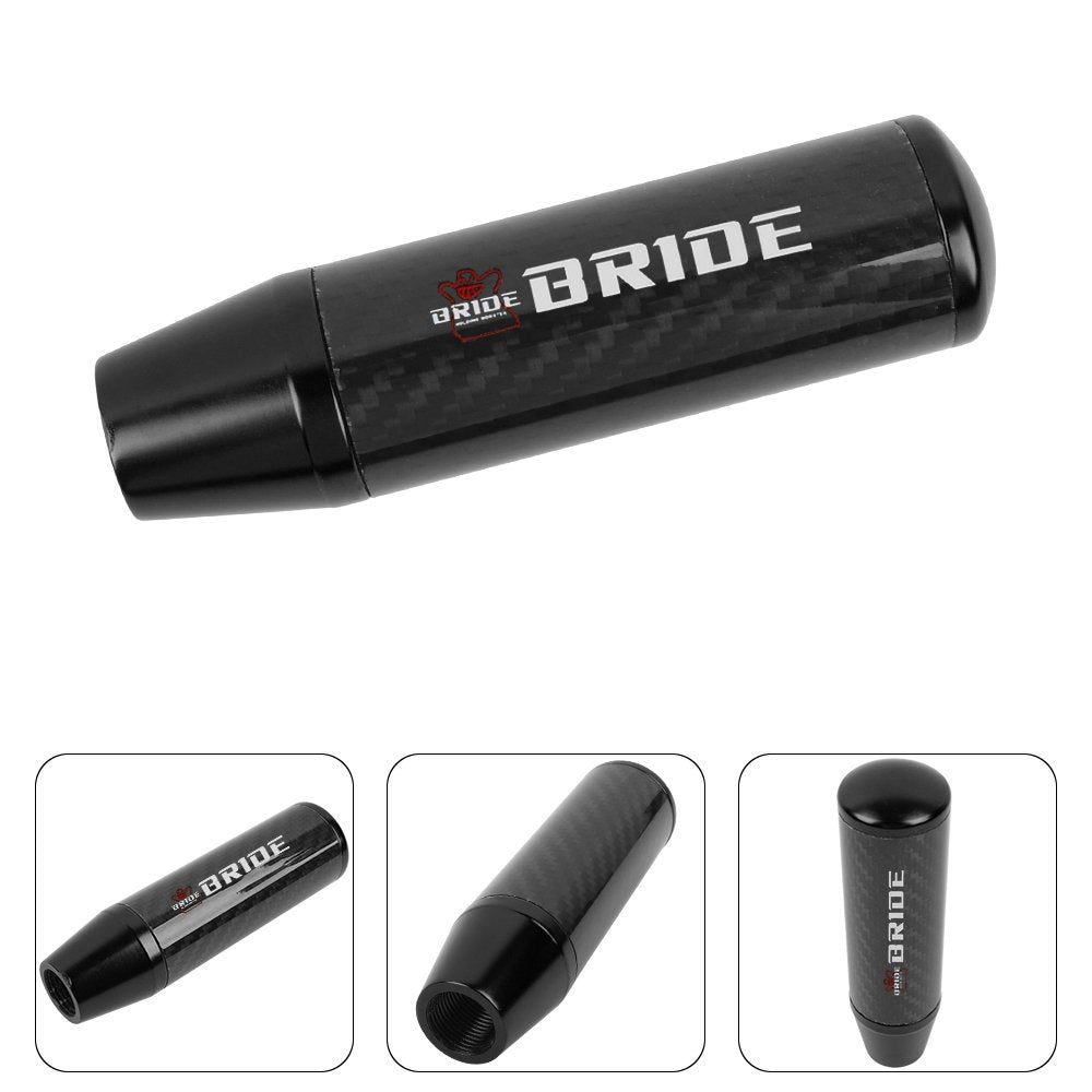 Brand New 13CM BRIDE Universal Black Carbon Fiber Manual Gear Stick Shift Knob Lever Shifter M8 M10 M12