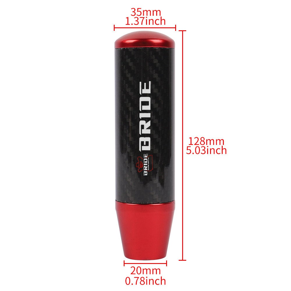 Brand New 13CM BRIDE Universal Red Carbon Fiber Manual Gear Stick Shift Knob Lever Shifter M8 M10 M12