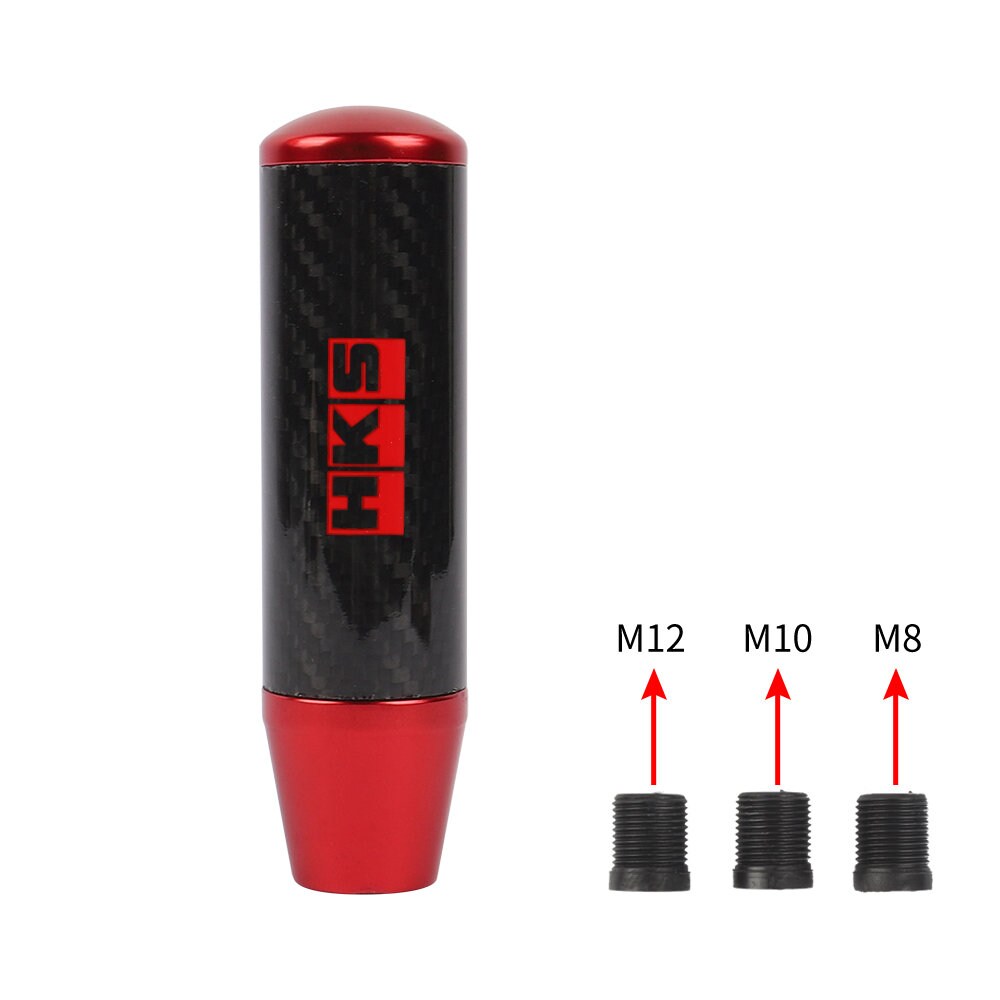 Brand New 13CM HKS Universal Red Carbon Fiber Manual Gear Stick Shift Knob Lever Shifter M8 M10 M12