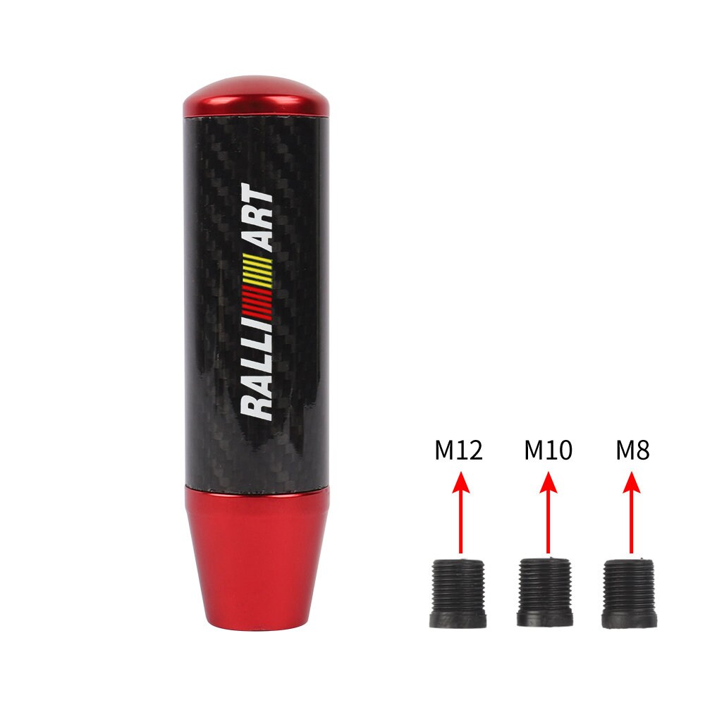 Brand New 13CM Ralliart Universal Red Carbon Fiber Manual Gear Stick Shift Knob Lever Shifter M8 M10 M12