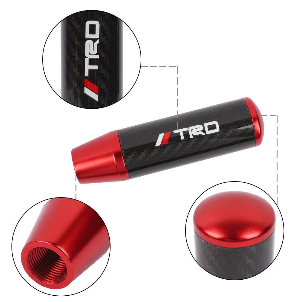 Brand New 13CM TRD Universal Red Carbon Fiber Manual Gear Stick Shift Knob Lever Shifter M8 M10 M12