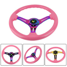 Load image into Gallery viewer, Brand New 350mm 14&quot; Universal JDM Beginner Leaf Deep Dish ABS Racing Steering Wheel Pink With Neo-Chrome Spoke