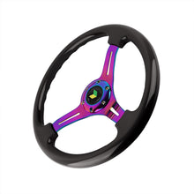 Load image into Gallery viewer, Brand New 350mm 14&quot; Universal JDM Beginner Leaf Deep Dish ABS Racing Steering Wheel Black With Neo-Chrome Spoke