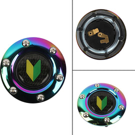 BRAND NEW JDM BEGINNER LEAF UNIVERSAL NEO CHROME CAR HORN BUTTON STEERING WHEEL CENTER CAP
