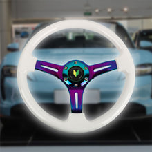 Load image into Gallery viewer, Brand New 350mm 14&quot; Universal JDM Beginner Leaf Deep Dish ABS Racing Steering Wheel White With Neo-Chrome Spoke
