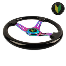 Load image into Gallery viewer, Brand New 350mm 14&quot; Universal JDM Beginner Leaf Deep Dish ABS Racing Steering Wheel Black With Neo-Chrome Spoke