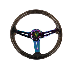 Brand New JDM Beginner Leaf Universal 6-Hole 350mm Deep Dish Vip Black Crystal Bubble Neo Spoke Steering Wheel