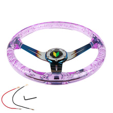 Load image into Gallery viewer, Brand New JDM Beginner Leaf Universal 6-Hole 350mm Deep Dish Vip Purple Crystal Bubble Burnt Blue Spoke Steering Wheel