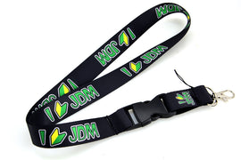 BRAND NEW I LOVE JDM Car Keychain Tag Rings Keychain JDM Drift Lanyard Black