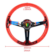 Load image into Gallery viewer, Brand New JDM Beginner Leaf Universal 6-Hole 350mm Deep Dish Vip Red Crystal Bubble Burnt Blue Spoke Steering Wheel