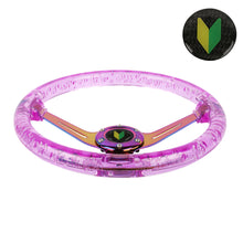 Load image into Gallery viewer, Brand New JDM Beginner Leaf Universal 6-Hole 350mm Deep Dish Vip Purple Crystal Bubble Neo Spoke Steering Wheel