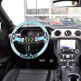 Brand New JDM Beginner Leaf Universal 6-Hole 350mm Deep Dish Vip Teal Crystal Bubble Burnt Blue Spoke Steering Wheel